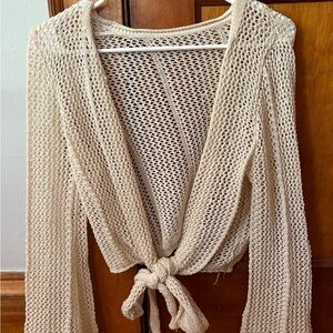 SHEIN Cream Blouse with Tie-Front Design